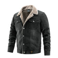 Ideal Black Friday Christmas Gift for Men, Heavyweight Fleece‑Lined Denim Trucker Jacket with Removable Faux Fur Collar, Winter Warm Gift for Dad Elderly Men Outerwear US S‑3XL